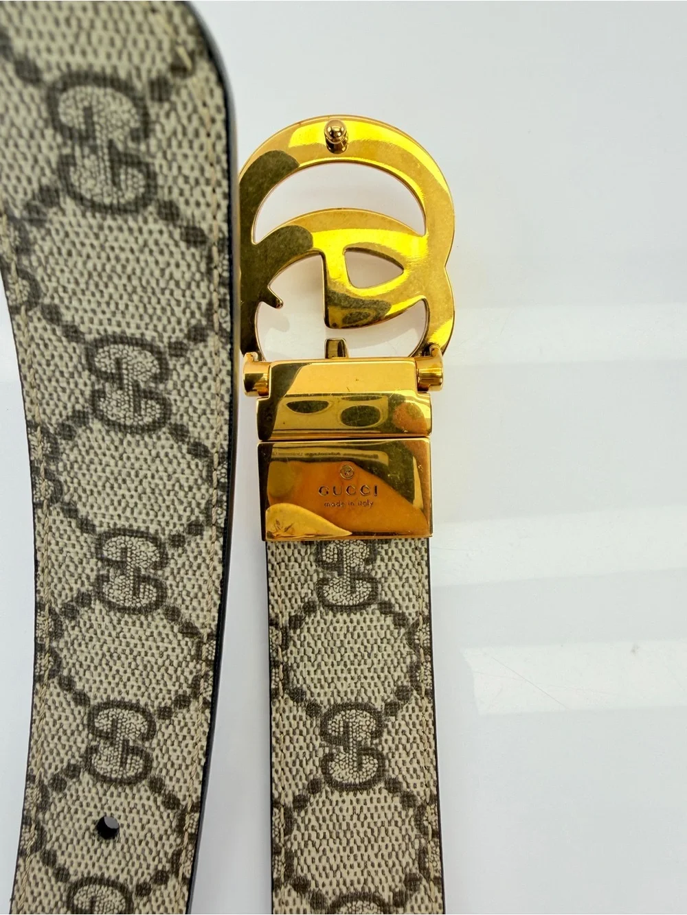 Gucci Gg Supreme Marmont Reversible Belt Monogram Black 80/32